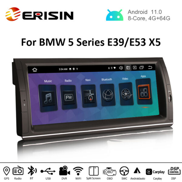 Erisin ES8153B 10.25 Android 10.0 Car Stereo for BMW E53 E39 M5 CarPlay & Auto  GPS TPMS DAB+ DSP DVR Canbus - Erisinworldwide