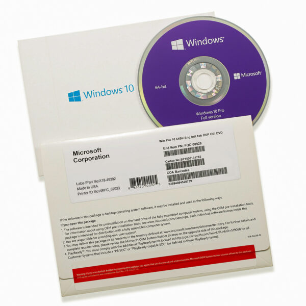 Microsoft Windows 10 Professionnel 64 bits - OEM (DVD)