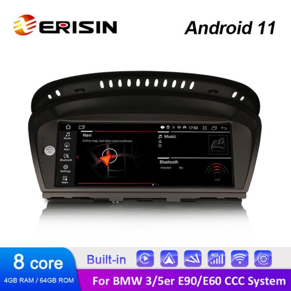 Support Carplay 4g Sim Android 12 pour Bmw 5 Series E60 E61 E63