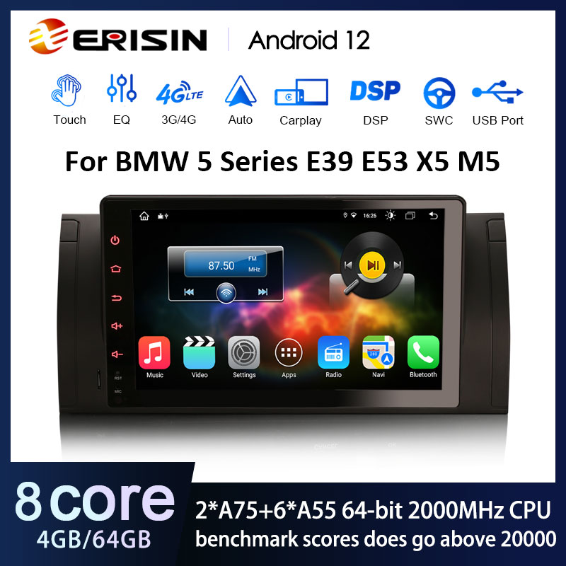 Erisin ES8893B 9 Android 12 0 Car Stereo BMW 5er E39 X5 E53 M5 GPS Navi Wireless Carplay Auto