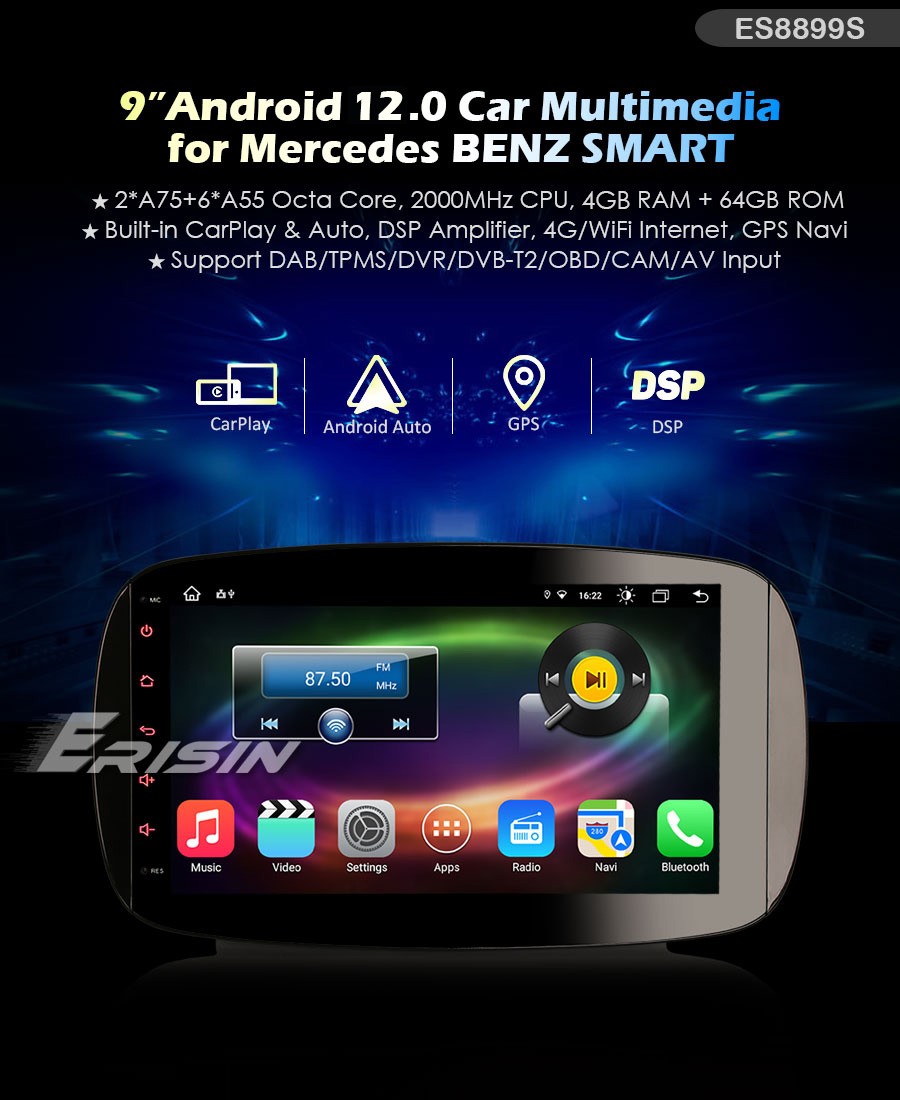 Android 10.0 Double Din Autoradio TNT DAB+Bluetooth Carplay