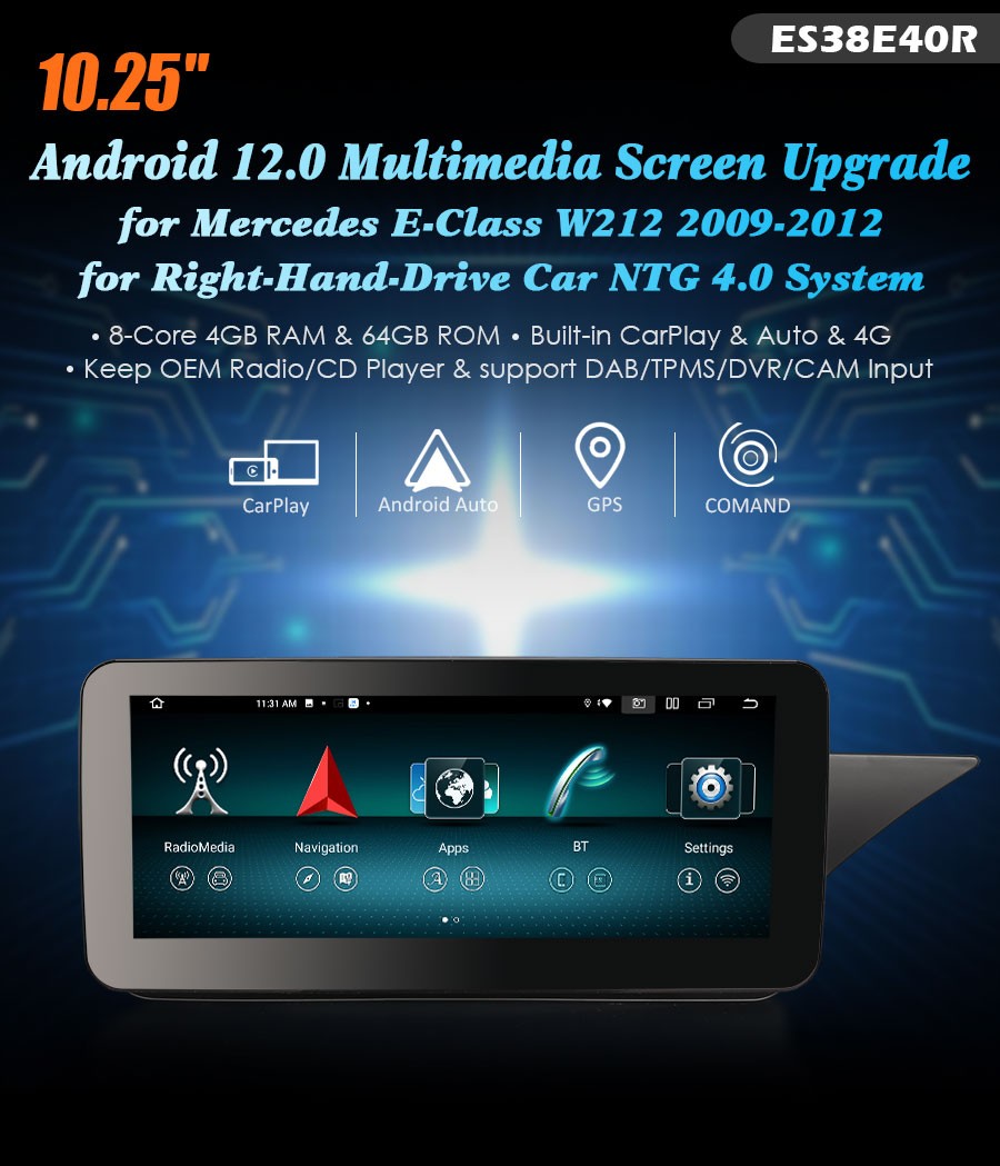 ES38E40R Right-Hand Driving Android 12.0 CarPlay For Mercedes-Benz