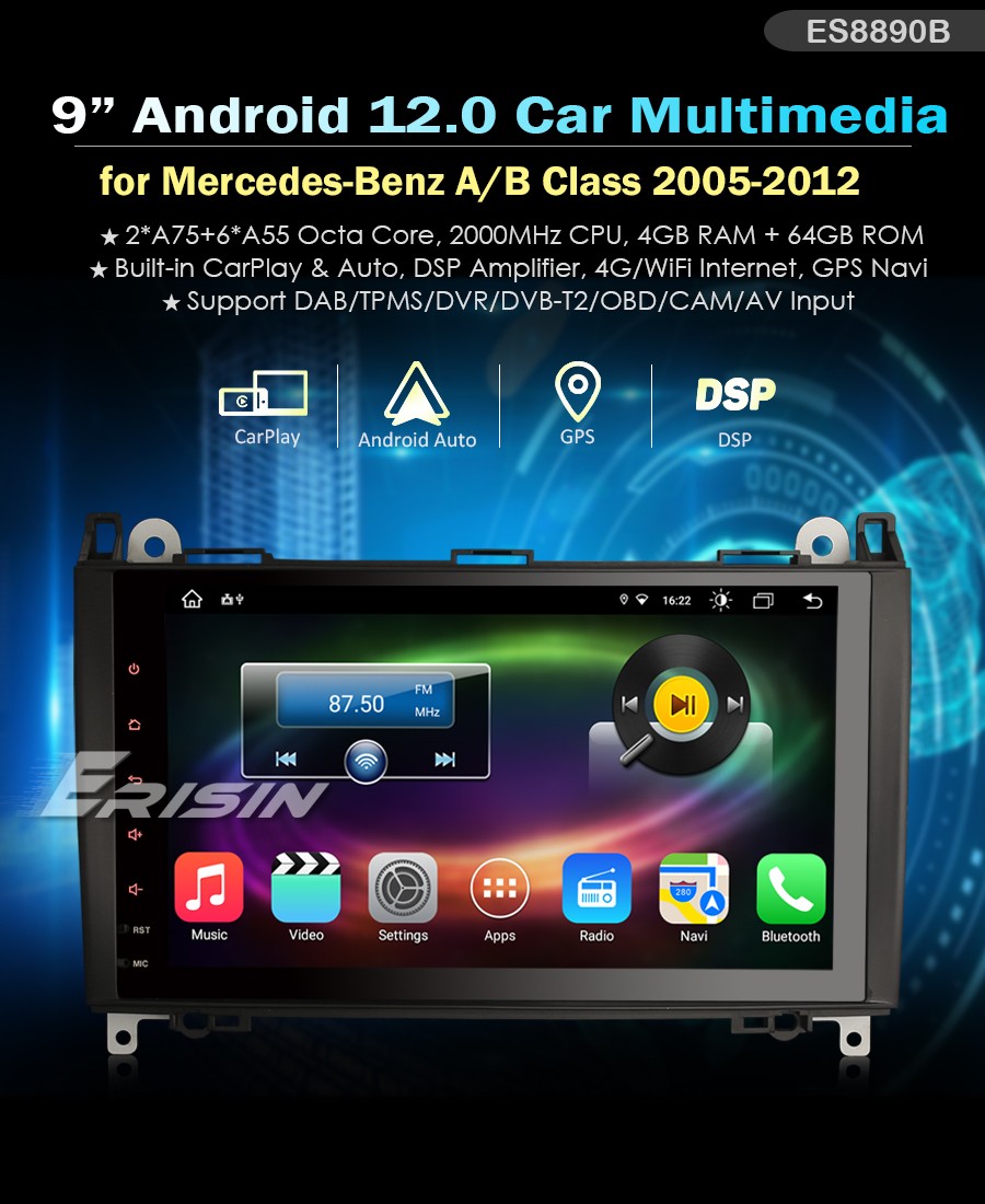 Autoradio ANDROID Carplay gps waze dvd usb Bluetooth Mercedes
