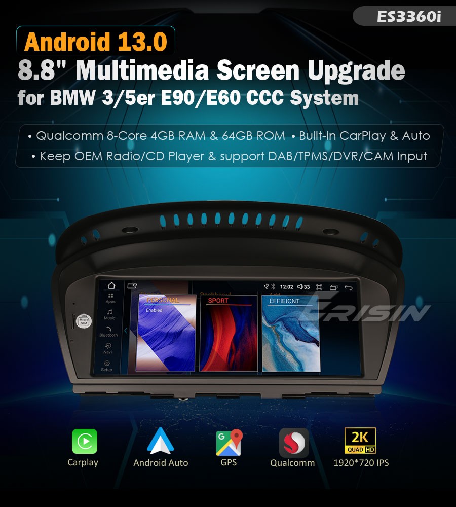 E60/E90 Android13 Screen Carplay Multimedia Autoradio BMW 3 5