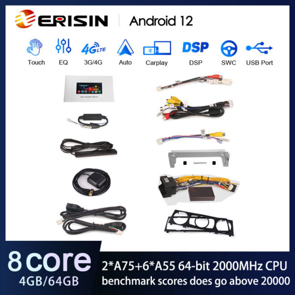 Erisin ES8867D Android 13.0 Car DVD GPS Navigation For BMW E90 E91 E92 E93  M3 Stereo Wireless CarPlay Auto Radio DSP 4G LTE BT5.0
